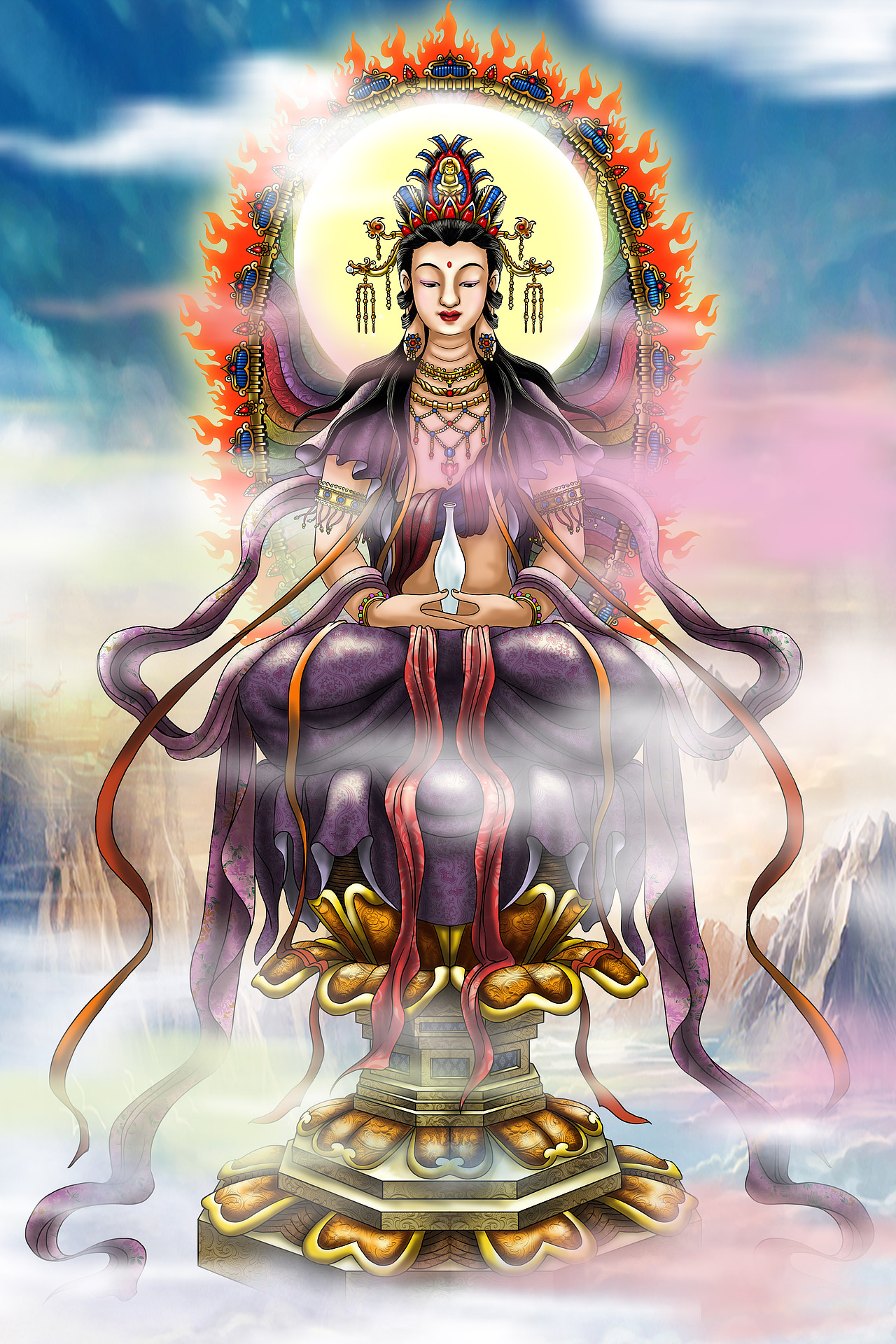 三十三观音----一如观音|插画|游戏原画|超级无敌红蛋蛋_原创作品