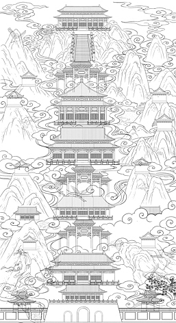 山水画卷-陕西楼观台导览图