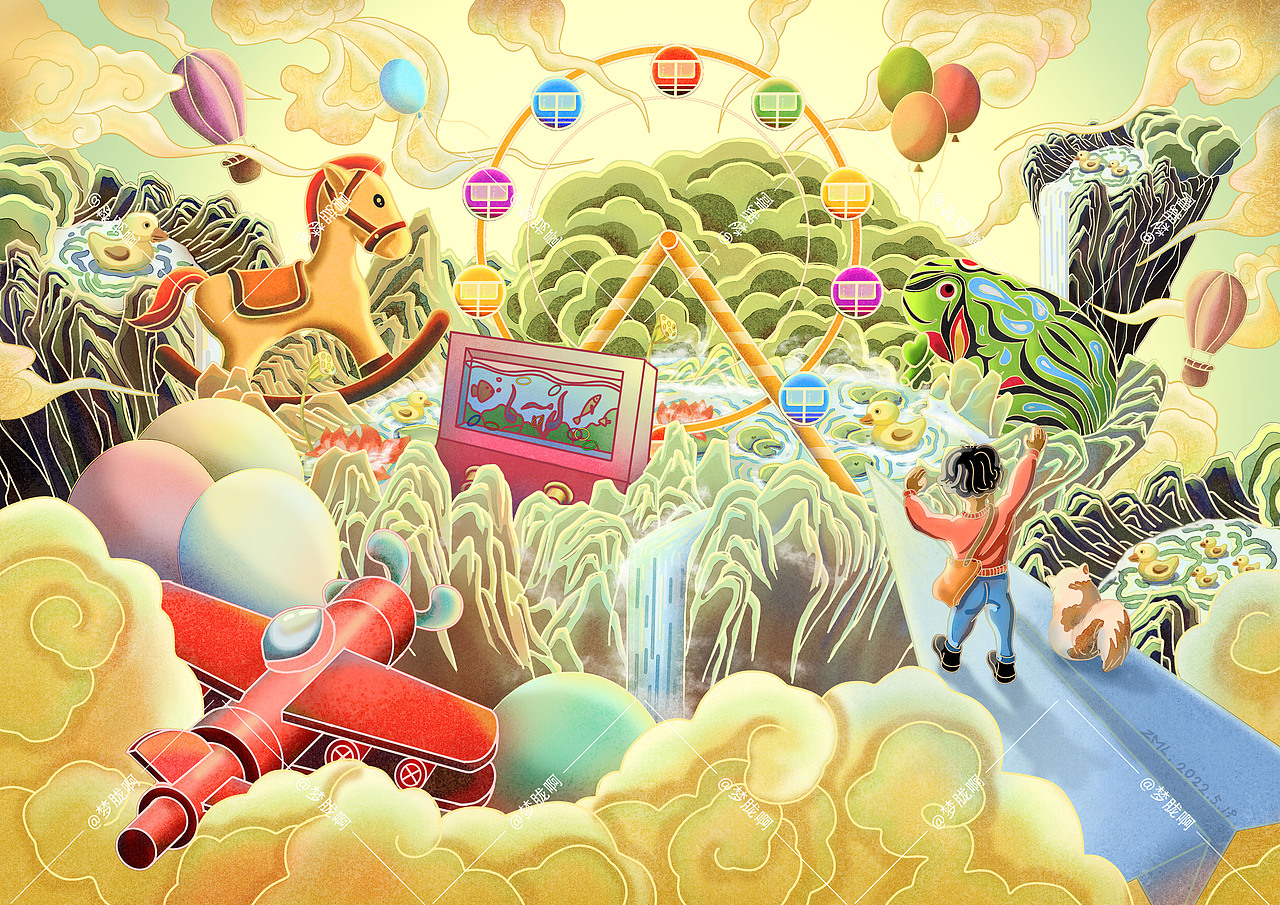 梦回童年 / 儿童节插画（图ZMzAxOTQwMTk2） - 创作习作 - 站酷设计师梦胧啊原创素材 - 站酷ZCOOL