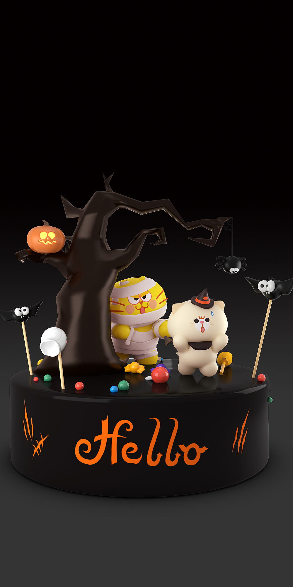 蛋黄猫万圣节恐怖大蛋糕