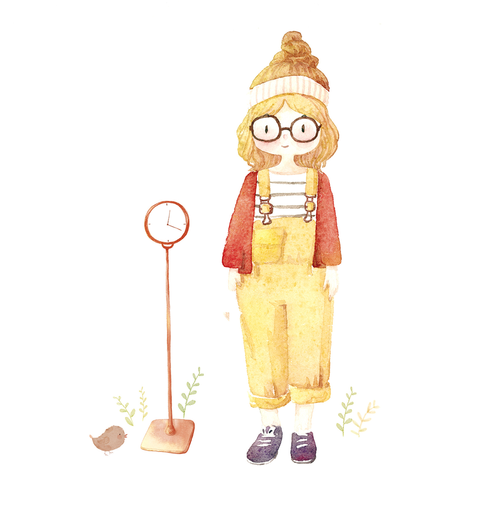 水彩插画-小人儿