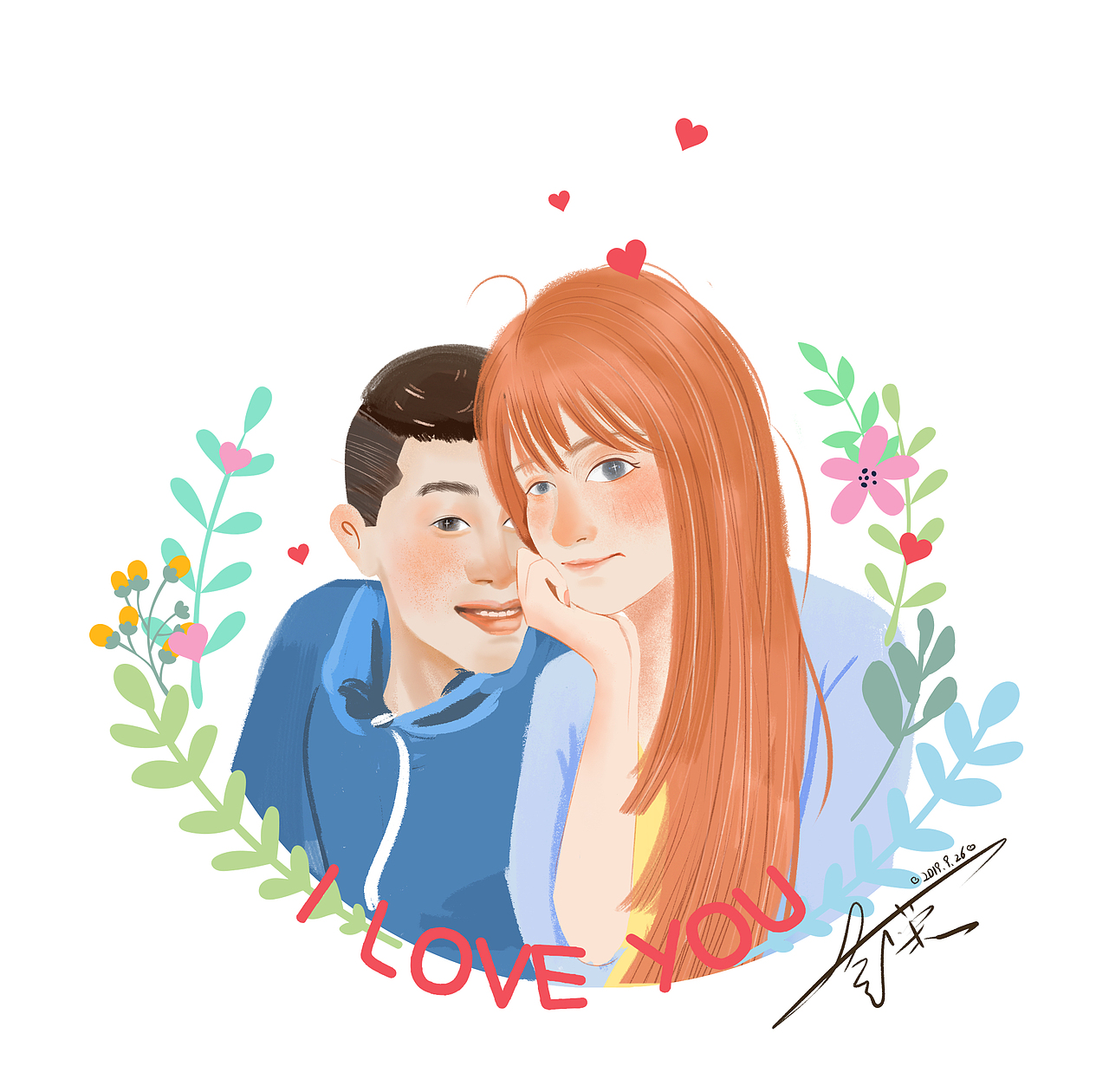 我们情侣手绘插画头像