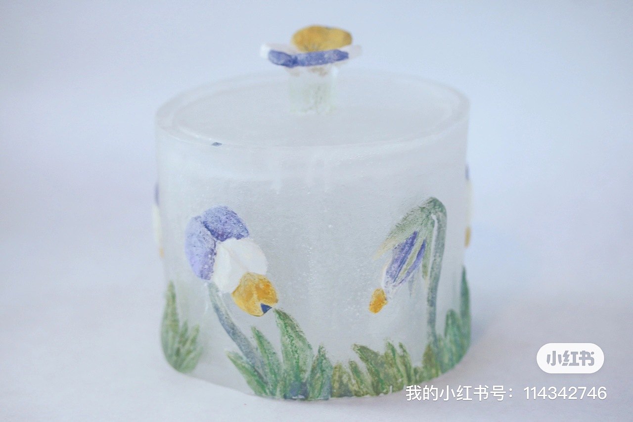 琉璃雕塑- 三色堇玻璃罐