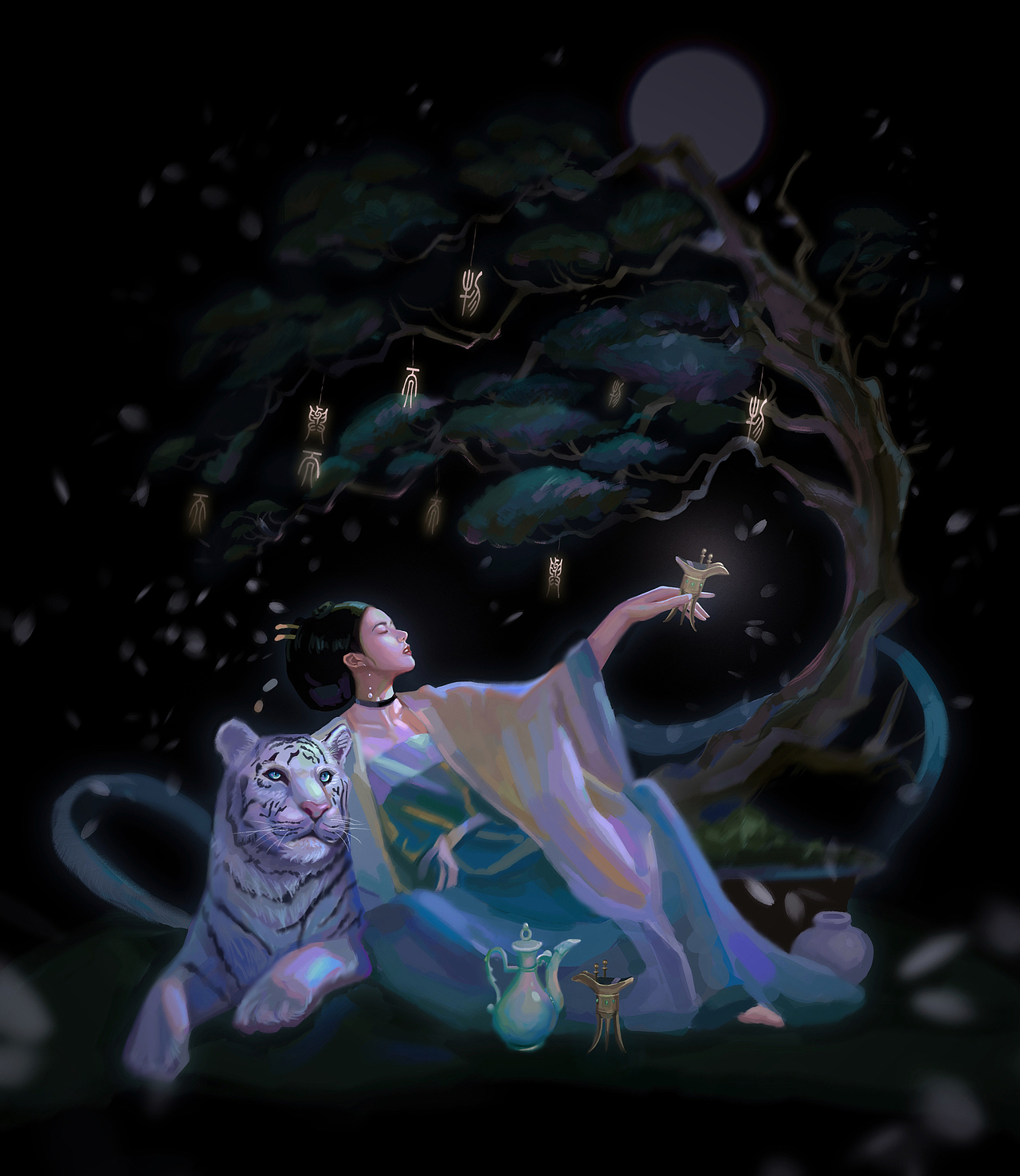 好风胧月清明夜（图ZMjk1NDUzMTcy） - 艺术插画 - 站酷设计师夏至_Solstice原创素材 - 站酷ZCOOL