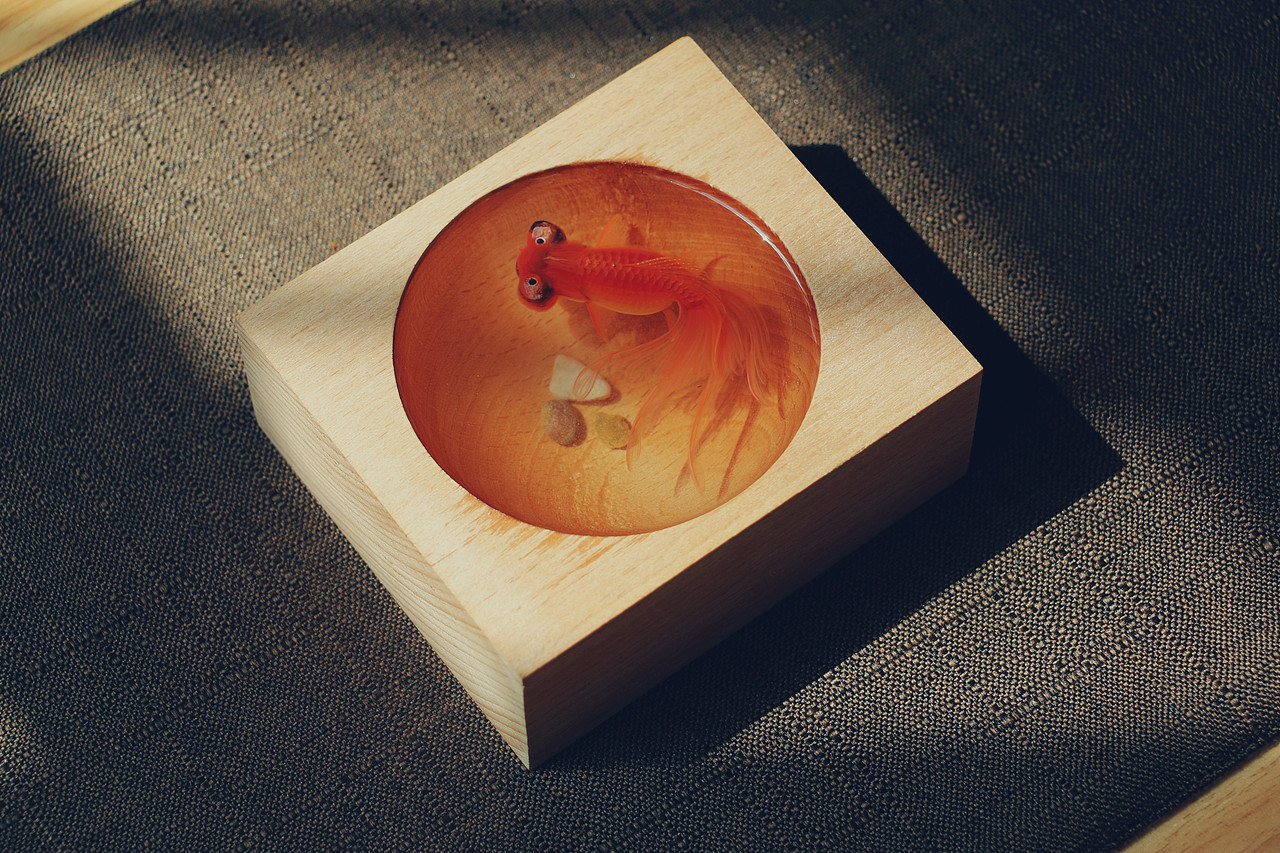 树脂画跃然脂上手绘鱼虾