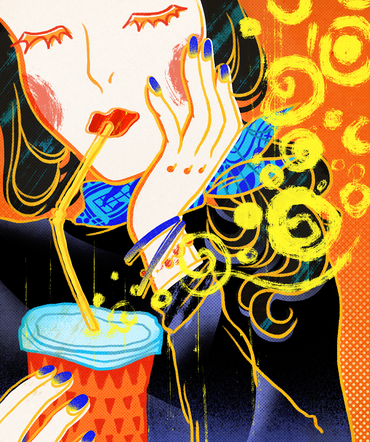 涂深色指甲油的女孩