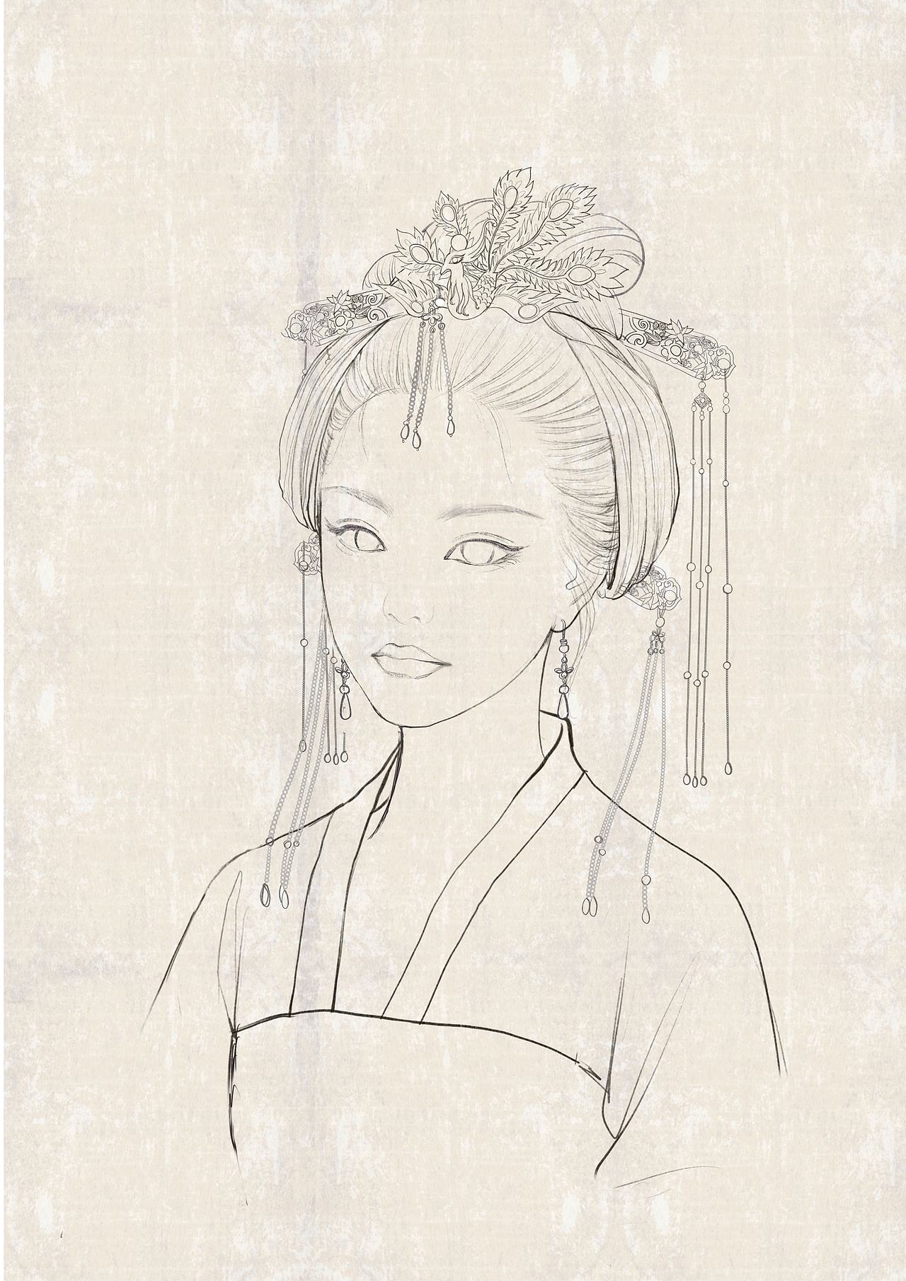 唐妆（图ZMjQ0OTcxNzI0） - 艺术插画 - 站酷设计师月溪鸣原创素材 - 站酷ZCOOL