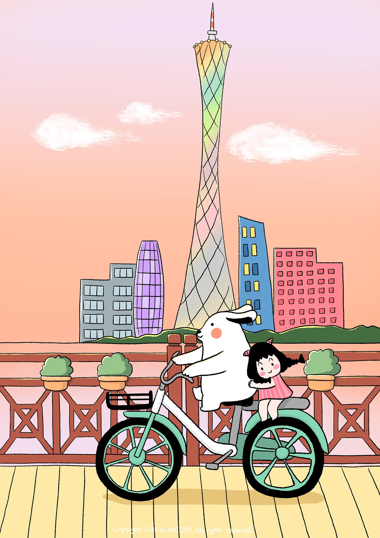 MOOYO 和大兔子 - 遇见甜蜜（图ZMjE4ODE5NTEy） - 艺术插画 - 站酷设计师MOOYO麻药原创素材 - 站酷ZCOOL