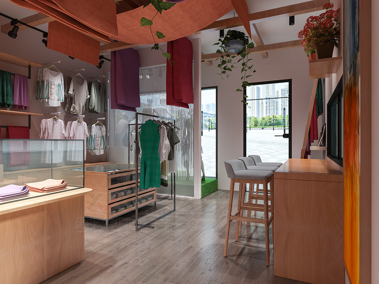 服装店—布料店—门头 室内 露台