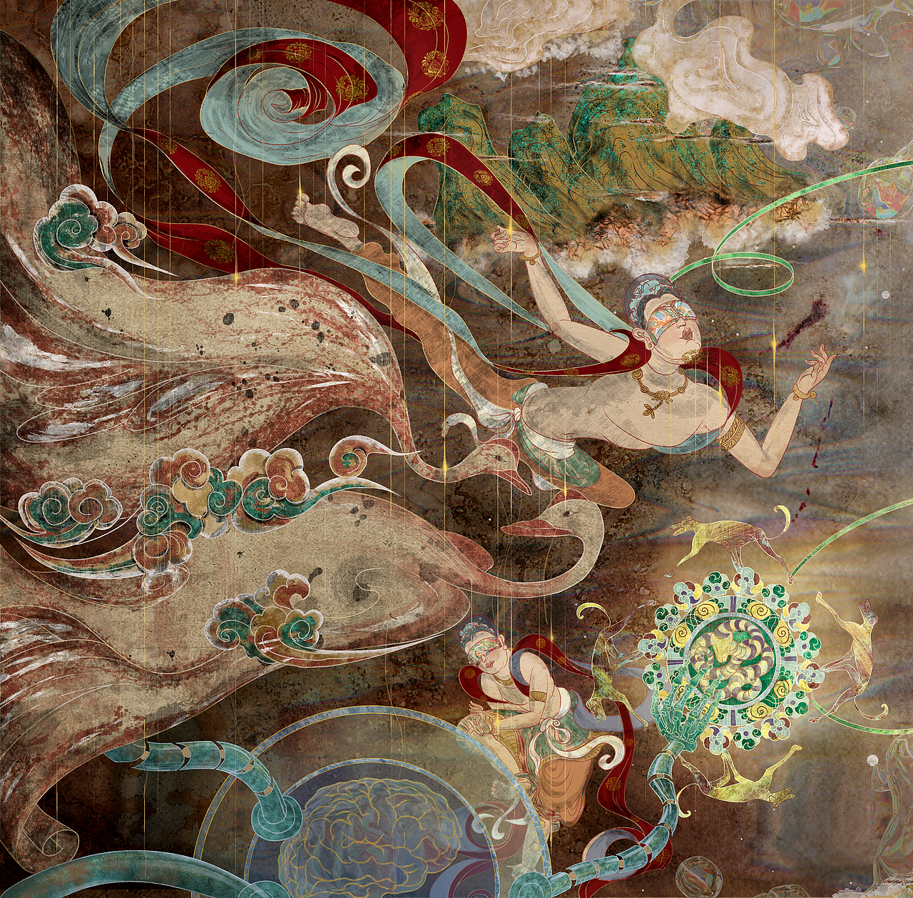 极乐园 · 国潮正当时—哈弗&敦煌博物馆设计大赛（图ZMjg3NTkwMjAw） - 图案 - 站酷设计师古鸣原创素材 - 站酷ZCOOL