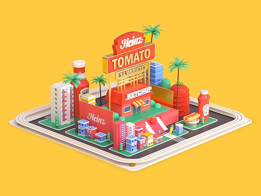 亨氏番茄城市 | Heinz city（C4D创作练习）