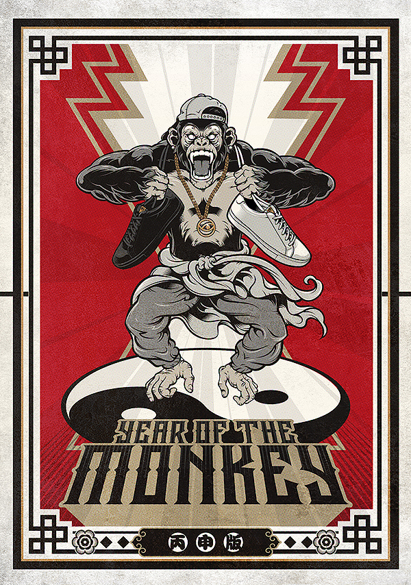 tco- year of the monkey（图ZNTQwMTA5MTY=） - 商业插画 - 站酷设计师章鱼ZX原创素材 - 站酷ZCOOL