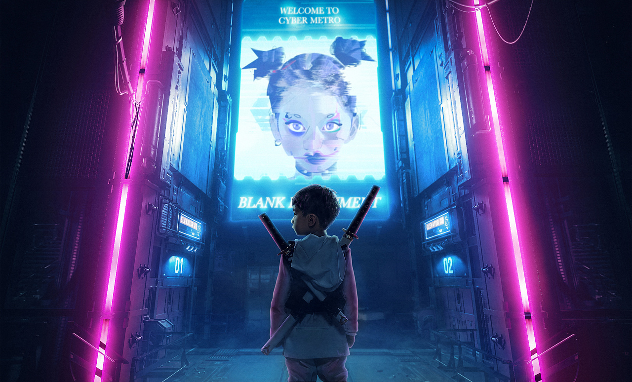 赛博朋克cyberpunk儿童创意摄影人像