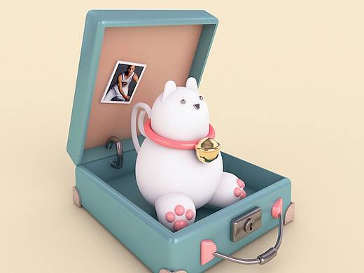 旅行猫C4D插画