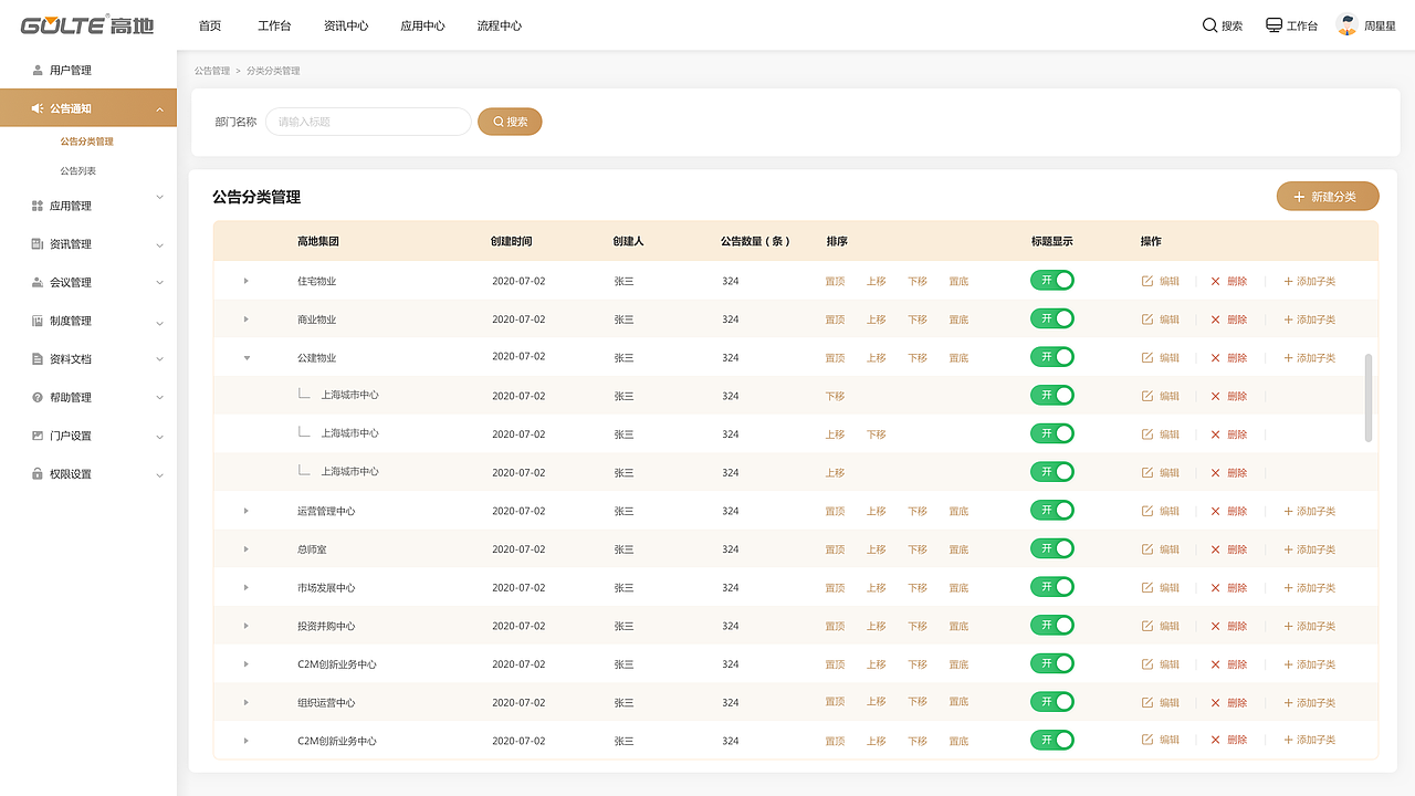 复星集团-高地物业后台系统