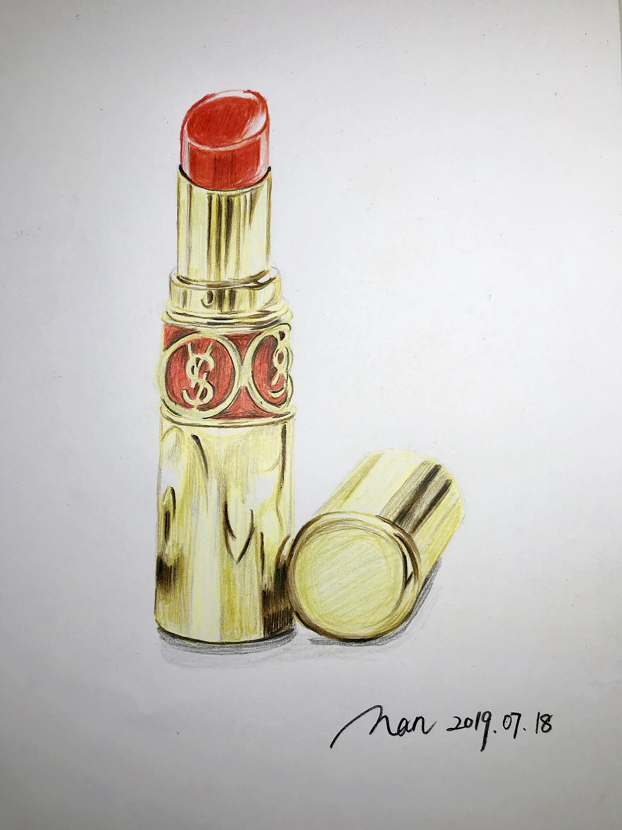 彩铅ysl口红临摹