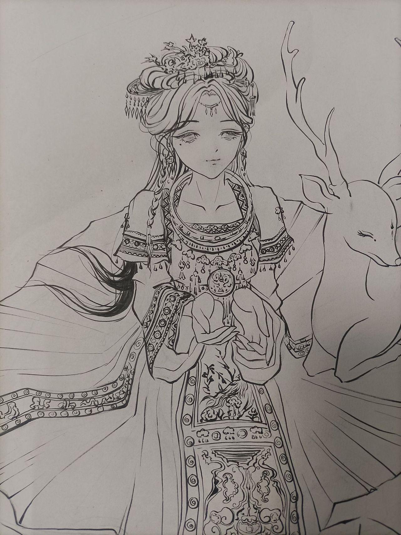 苗疆少女与灵鹿（图ZMzIxMjMyMTE2） - 绘画 - 站酷设计师芮临原创素材 - 站酷ZCOOL