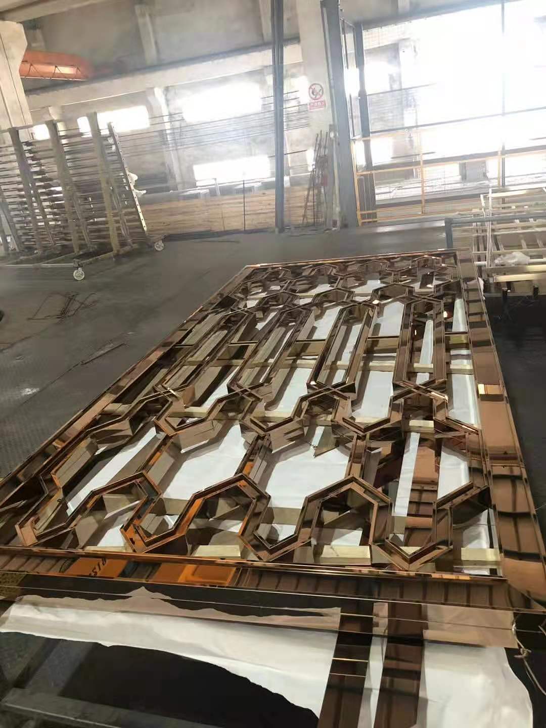 实惠定做酒店工程屏风 玫瑰金不锈钢屏风