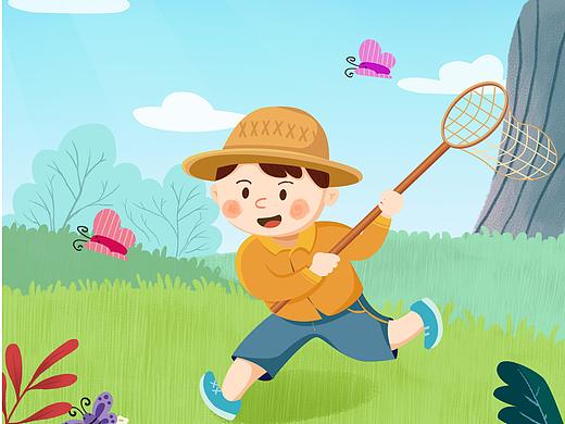 捉蝴蝶的小孩（個(gè)人主頁-ZNDAxNjAyNjA=） - 兒童插畫 - 站酷設(shè)計(jì)師迷思張?jiān)瓌?chuàng)素材 - 站酷ZCOOL