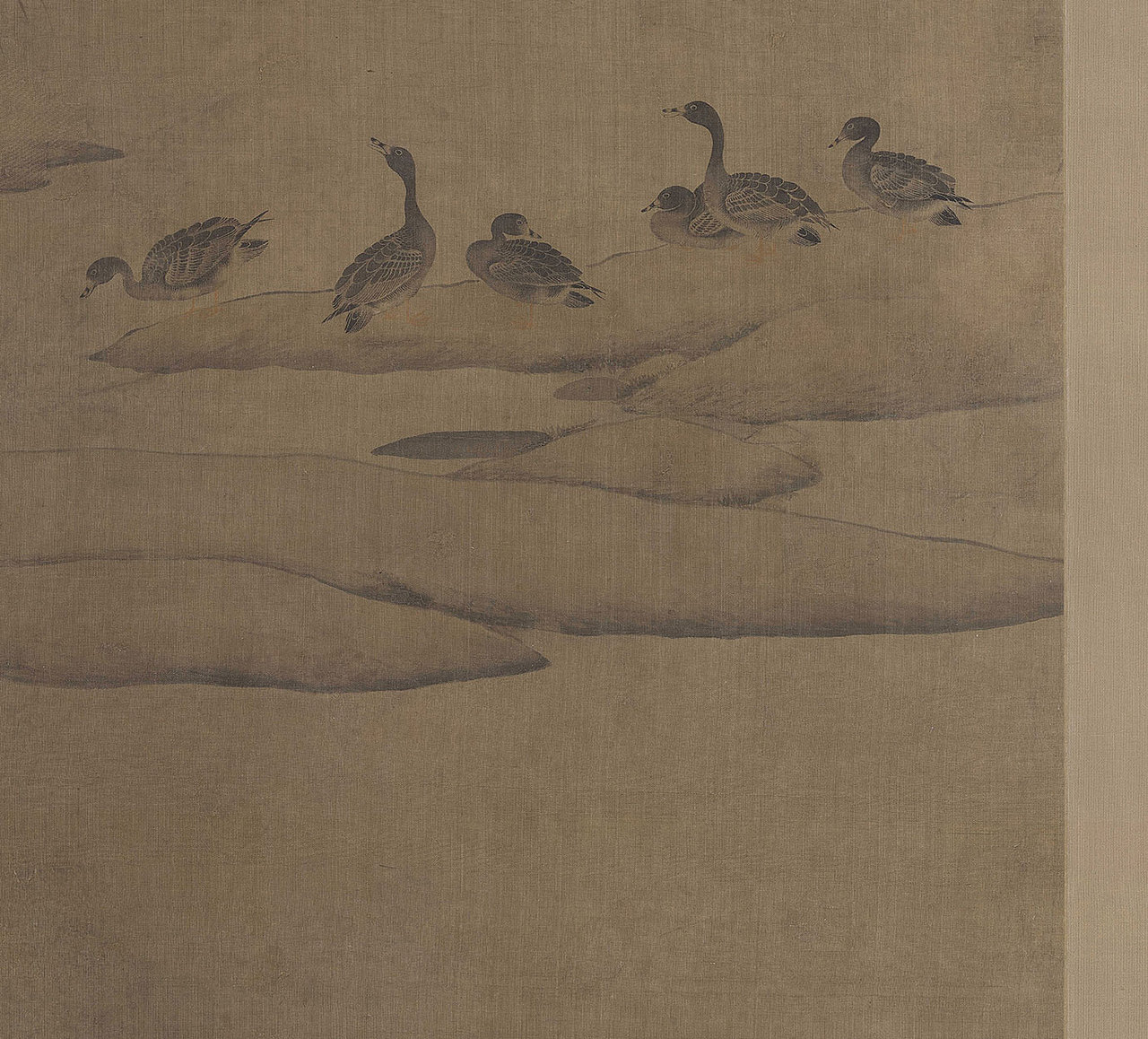 寒汀落雁图轴 南宋 佚名 临摹(有局部图)