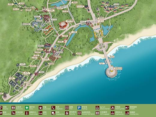 海南三亞景區(qū)手繪地圖導覽地圖（個人主頁-ZNTIzNjYzMDA=） - 商業(yè)插畫 - 站酷設計師景區(qū)手繪地圖原創(chuàng)素材 - 站酷ZCOOL