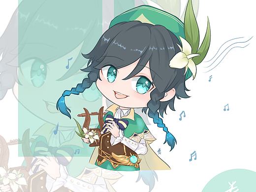 原神～温迪（个人主页-ZNTM4MjAzNjg=） - 创作习作 - 站酷设计师画画的卷卷子原创素材 - 站酷ZCOOL