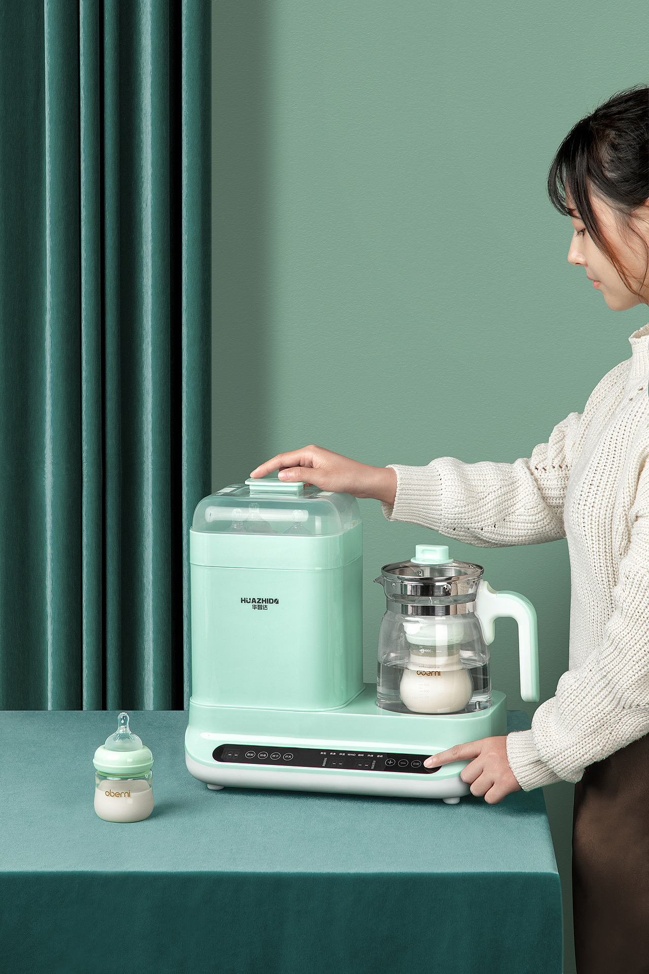 小家电拍摄|华智达调奶器清新绿详情页场景图拍摄
