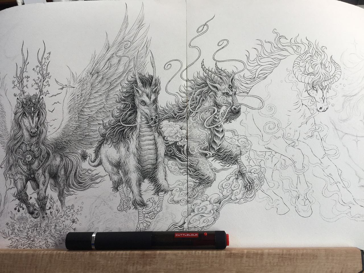 《天马行空图》傅淳强手绘作品(图ZMTE5OTM0MDIw) - 绘画 - 站酷设计师傅淳强画者之旅原创素材 - 站酷ZCOOL