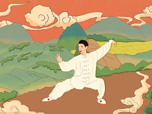 太极风景插画