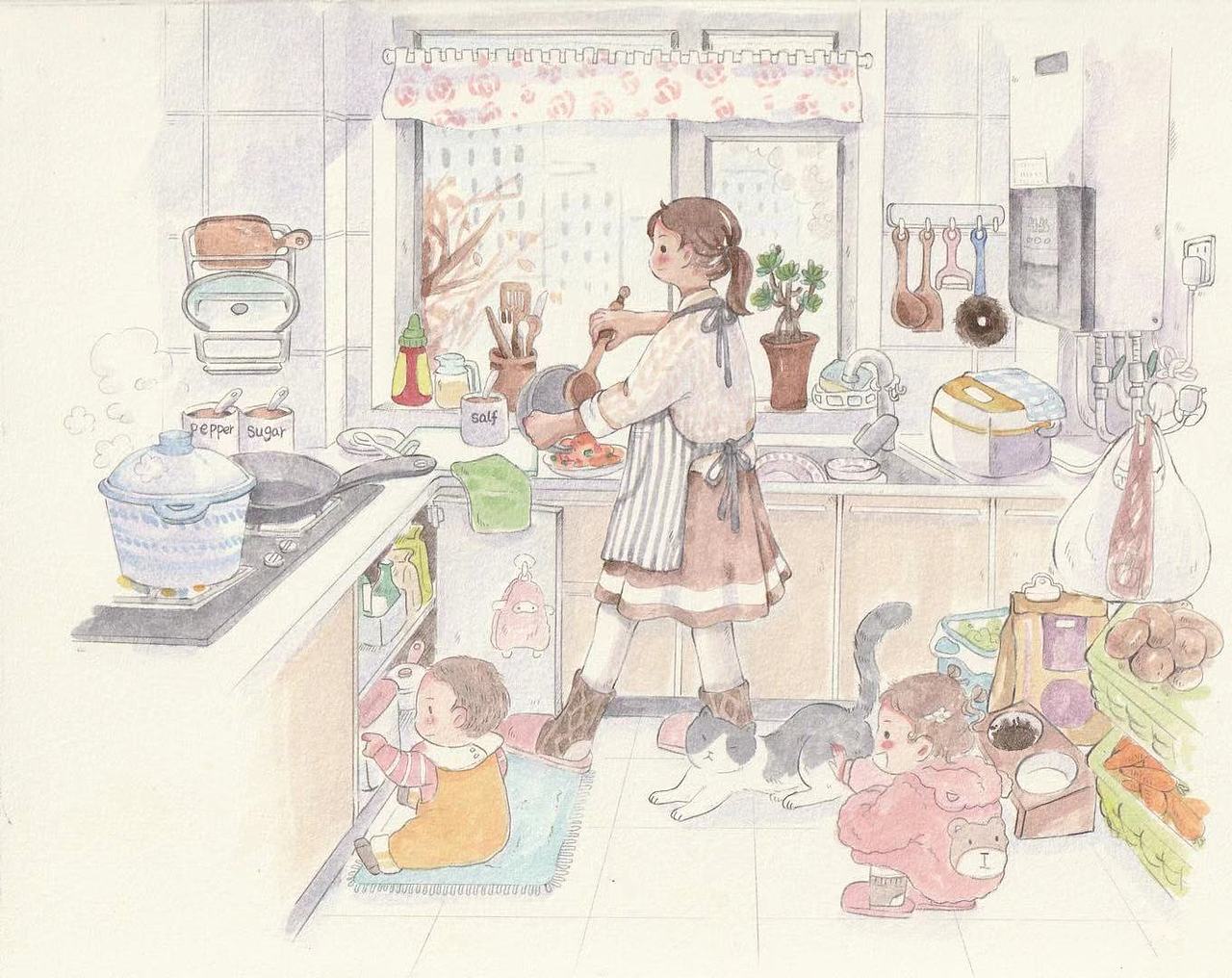 一个爱画画的全职妈妈,日常手绘潍坊/插画师/1年前/11浏览小小栀smile