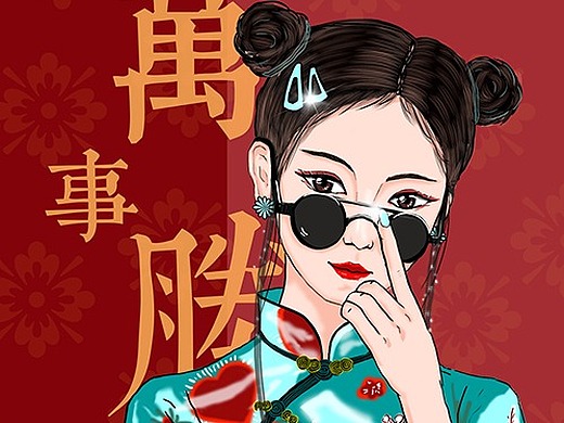 国潮墨镜女孩