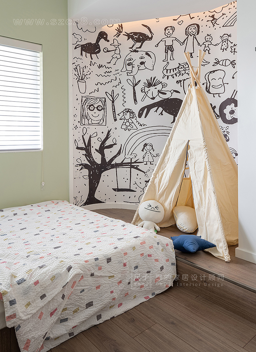 脏粉与皇家蓝的碰撞，爱旅行的他们家里也是诱人的风景（图ZMTgwNjIzMjAw） - 家装设计 - 站酷设计师深圳尺子室内设计原创素材 - 站酷ZCOOL