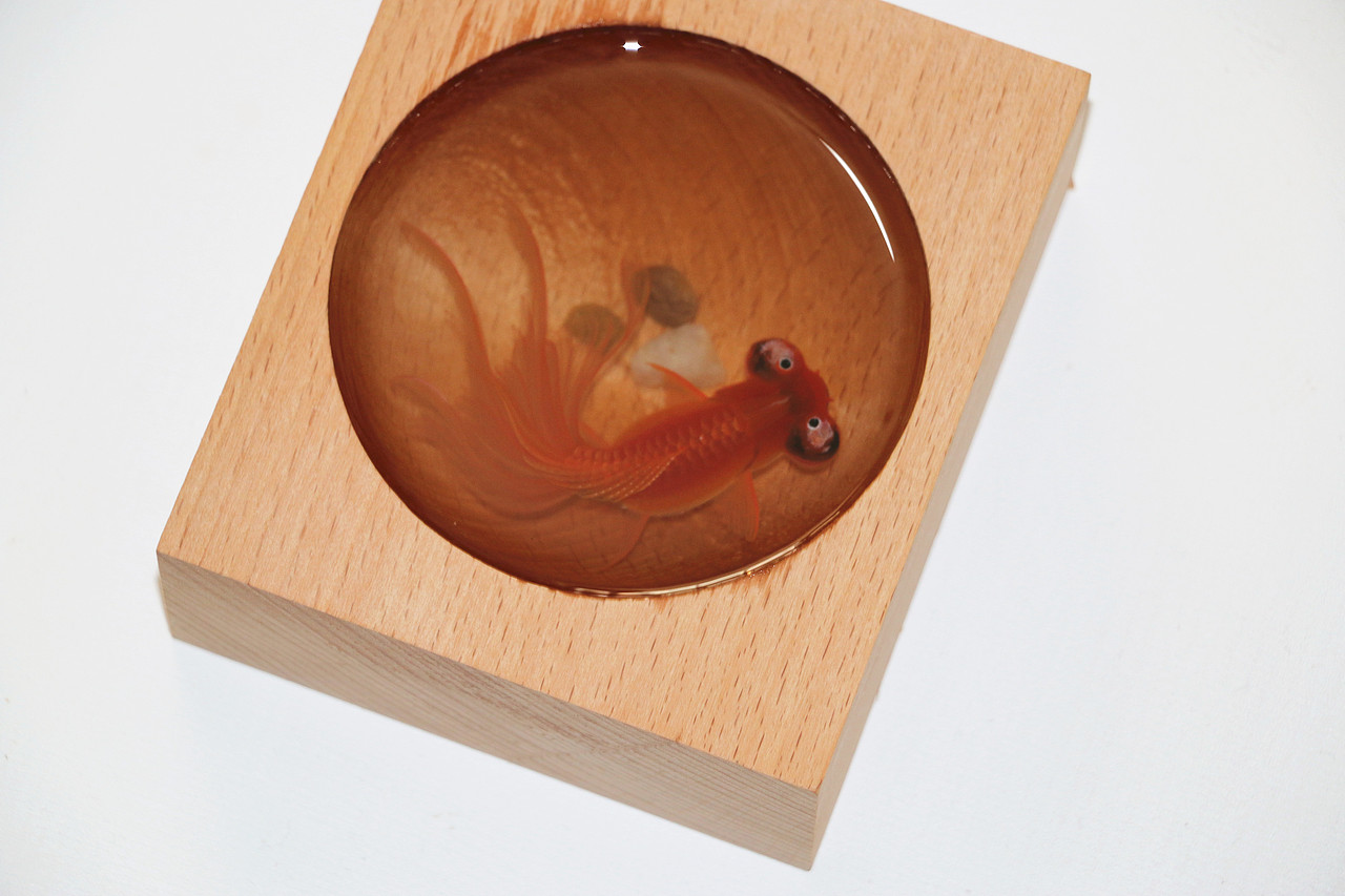 树脂画跃然脂上手绘鱼虾