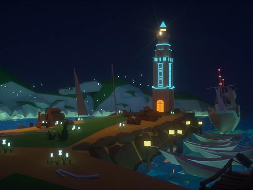 灯塔夜景（个人主页-ZMzcwMzkyMzY=） - 场景 - 站酷设计师千千千千反田原创素材 - 站酷ZCOOL