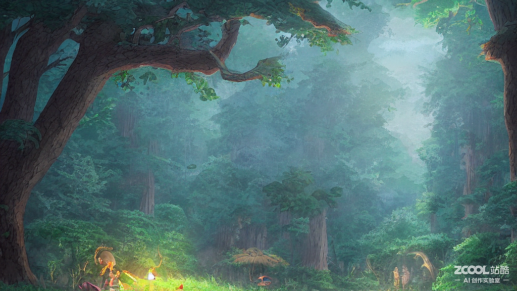 #AI創(chuàng)作實(shí)驗(yàn)室#森林中的魔法世界（圖ZMzIwMjg4NDAw） - AI作品 - 站酷設(shè)計(jì)師追逐丶原創(chuàng)素材 - 站酷ZCOOL