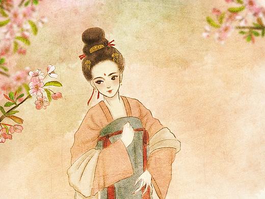 海棠仕女图