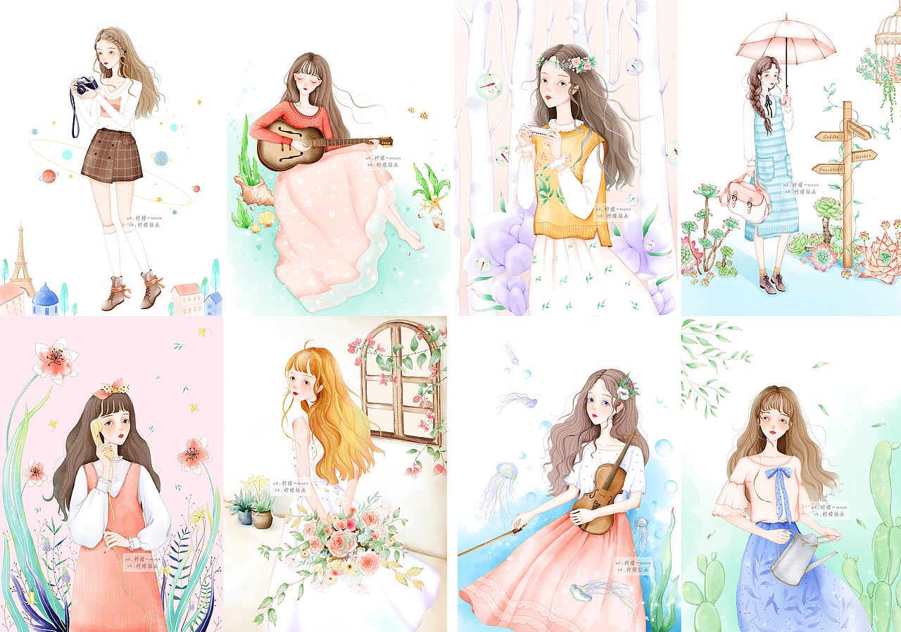 2018年12月-2019年1月学习PS板绘少女插画总结（图ZMTQyODIwNTM2） - 创作习作 - 站酷设计师柠檬插画原创素材 - 站酷ZCOOL