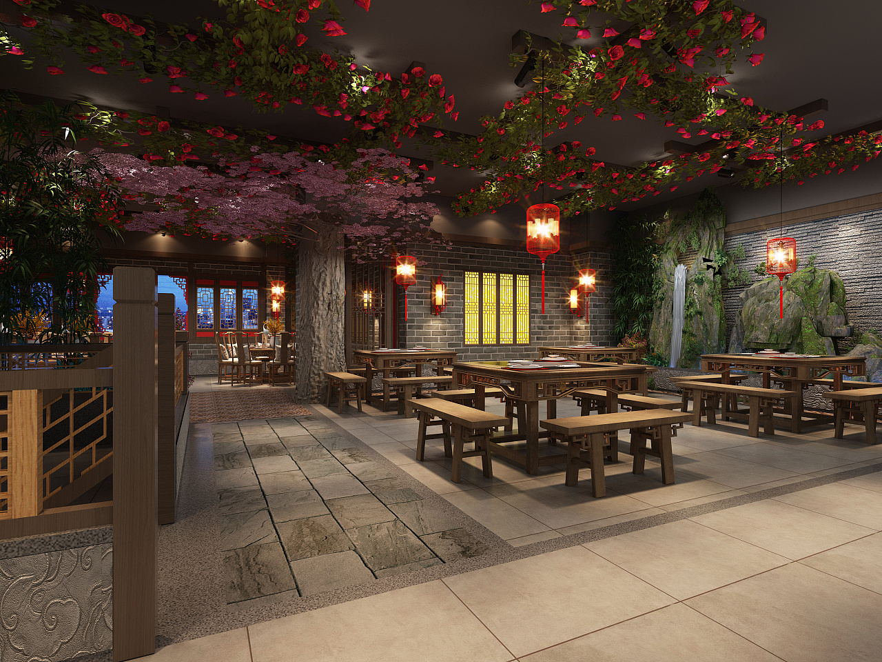 中式火锅店效果图