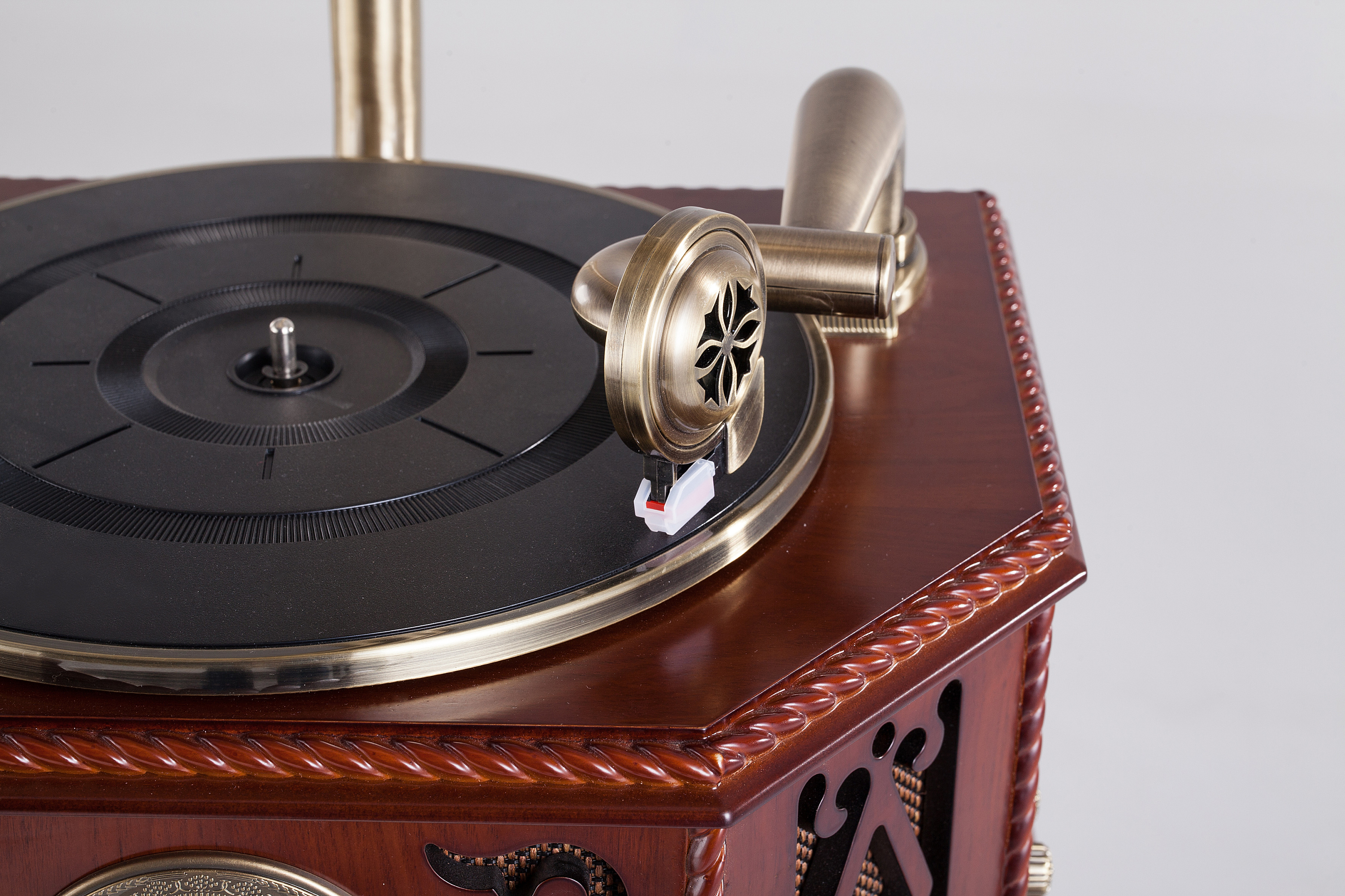 唱片机 复古留声机小喇叭仿古黑胶唱片机欧式实木客厅黑胶唱机-阿里巴巴