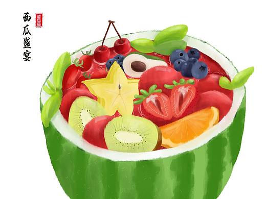 原创夏日西瓜插画（个人主页-ZMzcwMjgyNDA=） - 艺术插画 - 站酷设计师晓夏插画原创素材 - 站酷ZCOOL