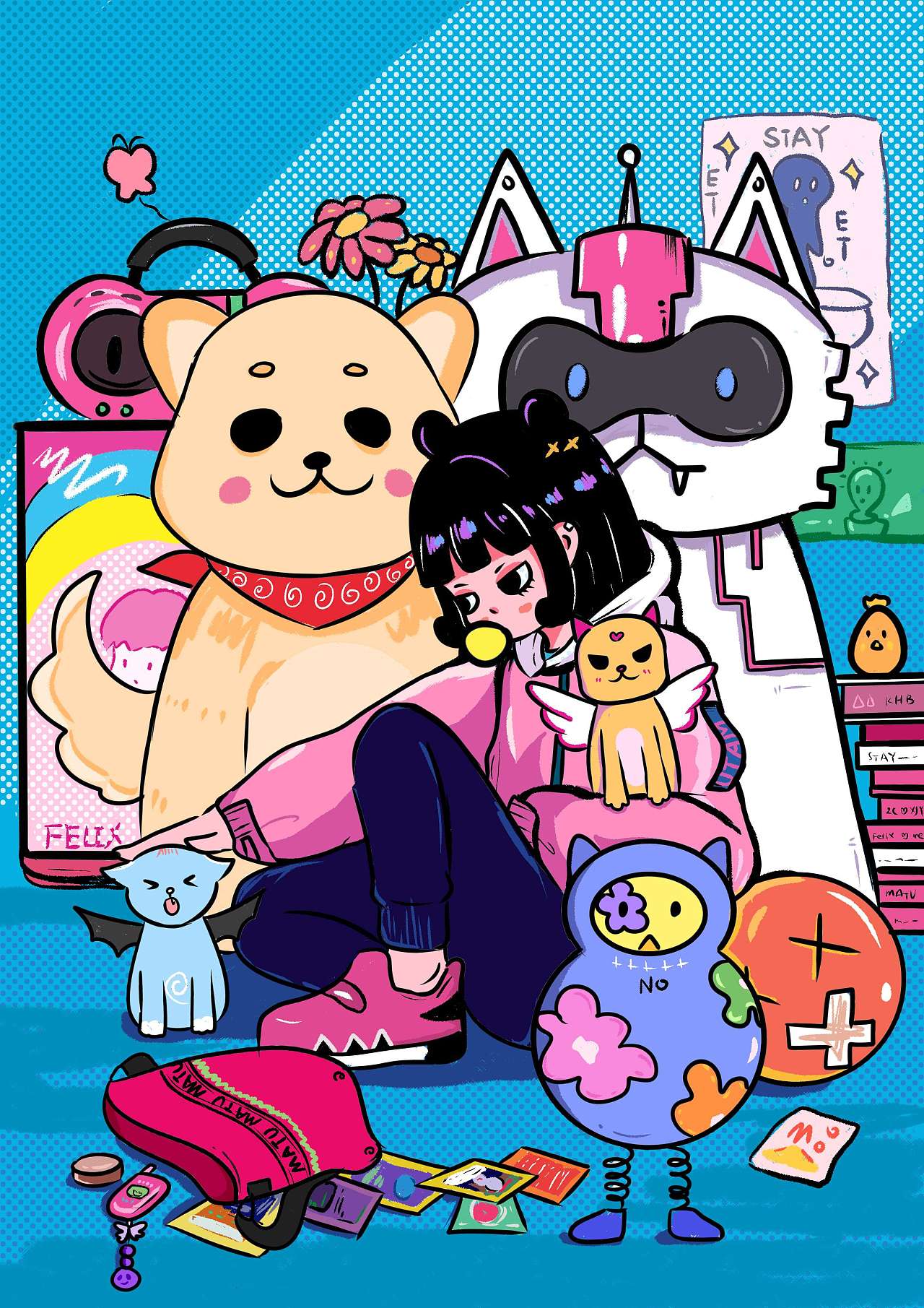 毕业设计插画选题《be myself》创作