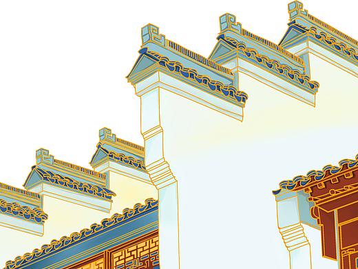 徽派建筑插画