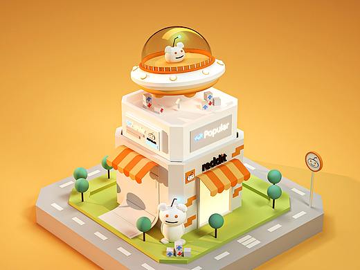 c4d街道场景临摹练习