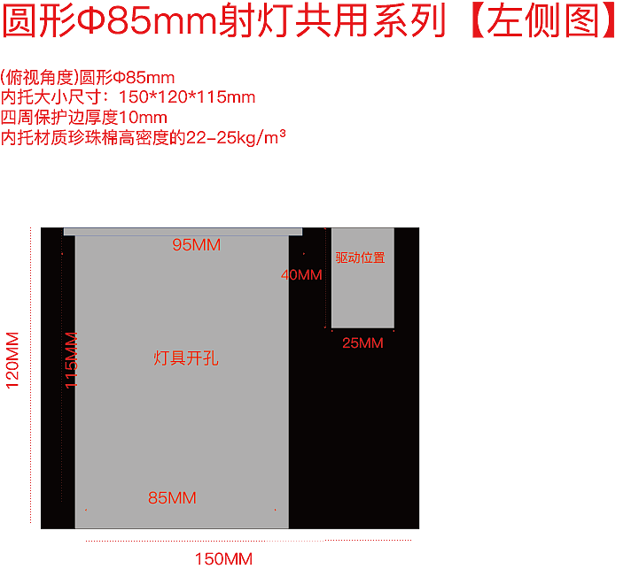 珍珠棉内托侧视图