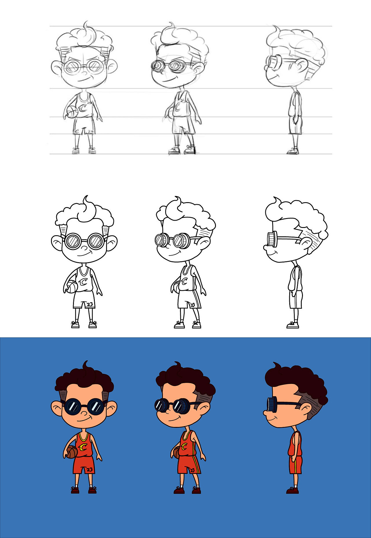 Q版卡通角色三视图