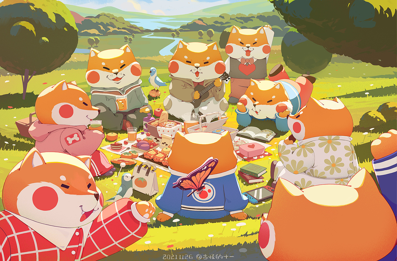 野餐阿柴（图ZMjc5MjkwNDA4） - 创作习作 - 站酷设计师古怪的十一原创素材 - 站酷ZCOOL