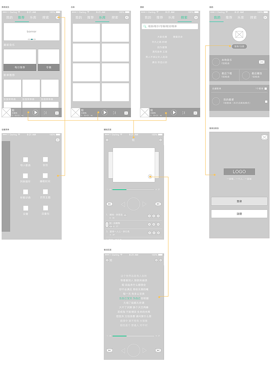 One Voice 音乐APP（图ZMzQzMDk1MDA=） - APP界面 - 站酷设计师青青河边草LC原创素材 - 站酷ZCOOL