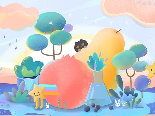 猫和水果的夏日