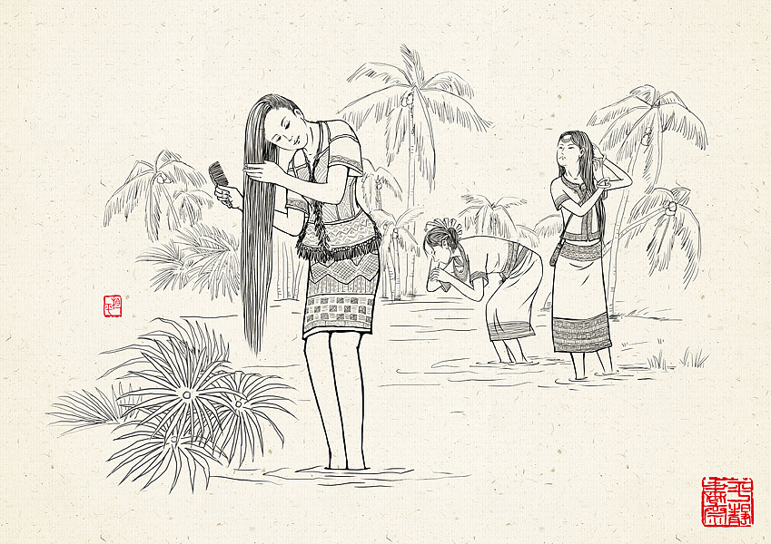 《黎家小姐姐》民族风商业插画