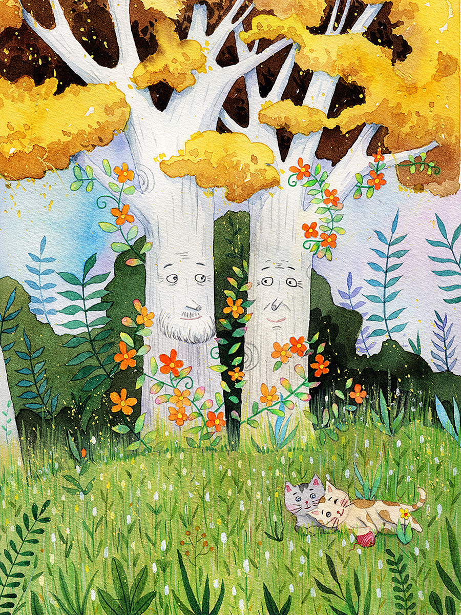 原创水彩绘本插图